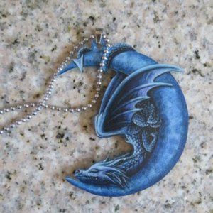 nwot BLUE Moon & DRAGON Keychain Bag Charm (K306)